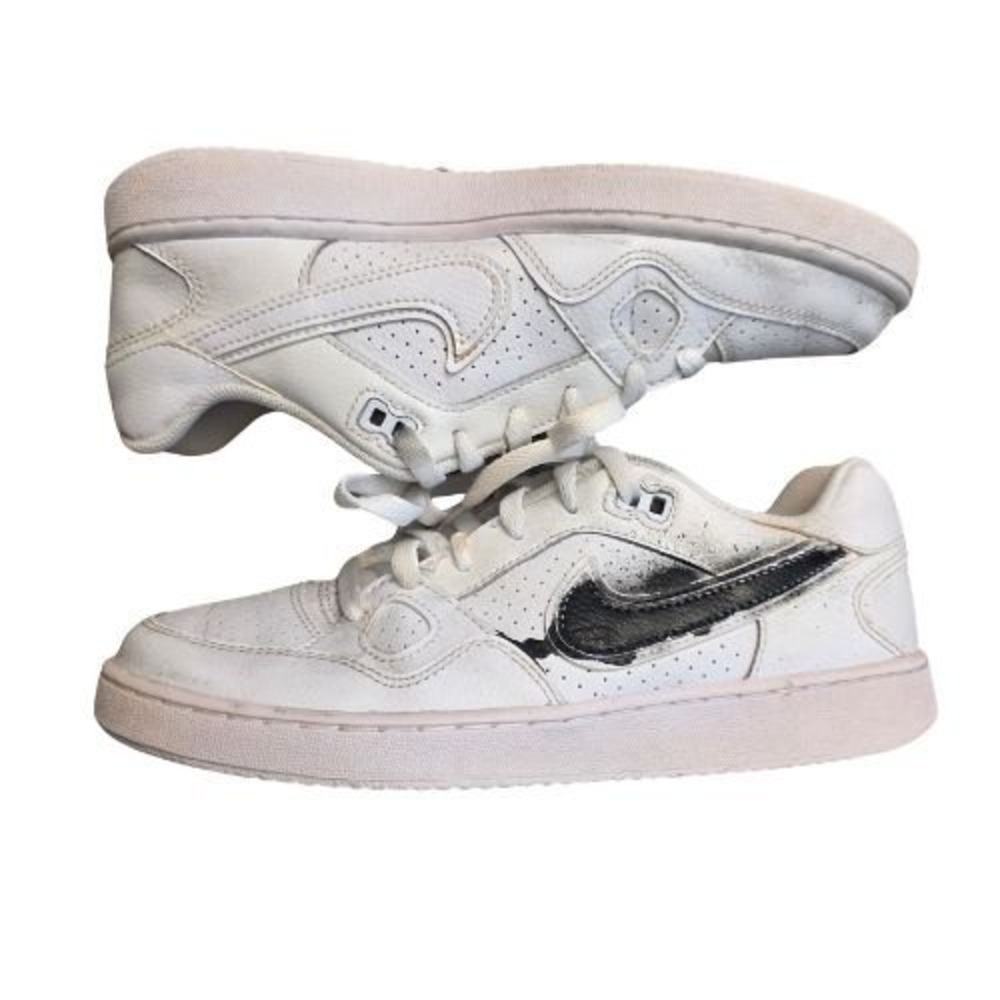 Nike Son of Force Low White‎ Black Custom Spray Swoosh Kids Sneakers 615153-109